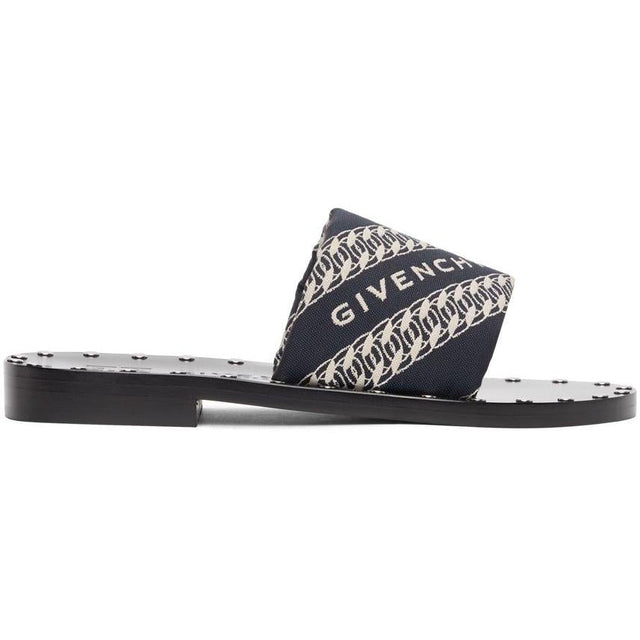 Givenchy Navy Jacquard Chain Mules