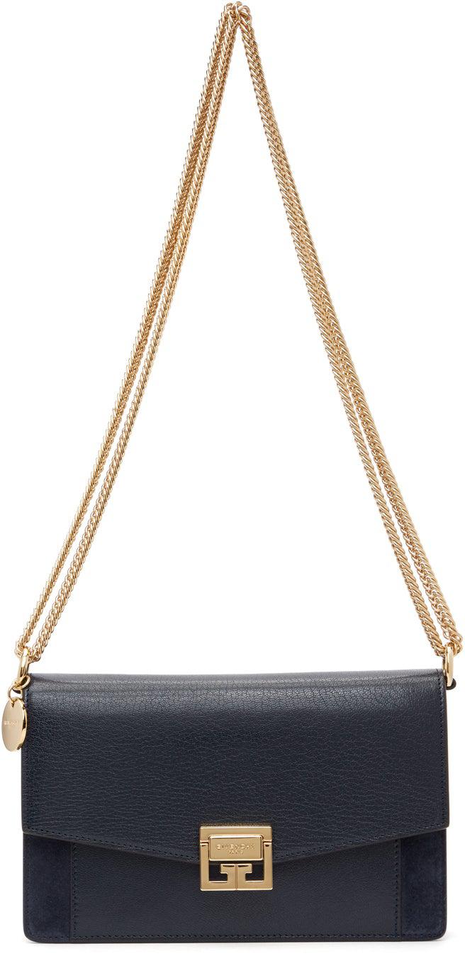 Givenchy Black Leather and Suede Small GV3 Shoulder Bag Givenchy