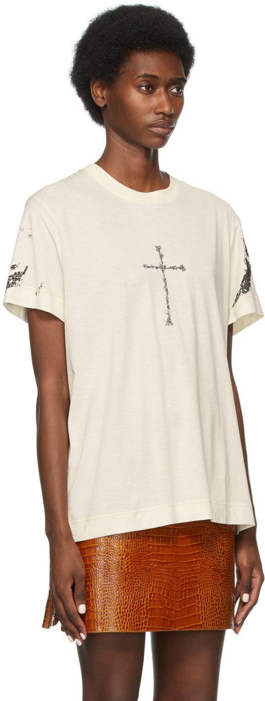 Givenchy Off White Printed Cross T Shirt BlackSkinny