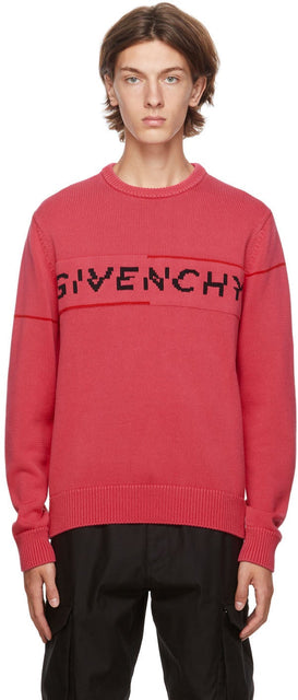 Givenchy Pink Split Logo Sweater - Pull de logo Split rose Givenchy Rose - 지방시 핑크 분할 로고 스웨터