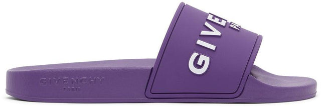 Givenchy Purple Logo Flat Slides - Diapositives plates de logo violet Givenchy - 지방시 보라색 로고 플랫 슬라이드