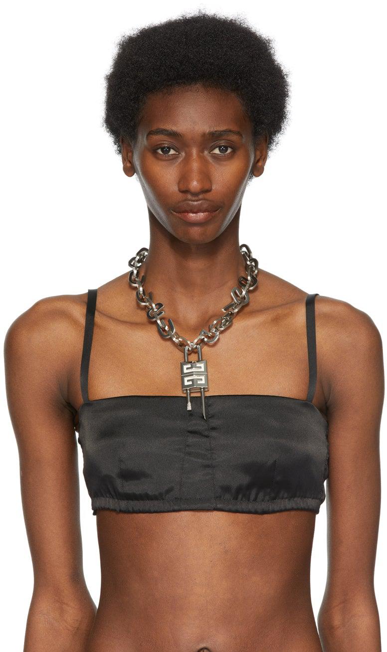 GIvenchy G-Chain Crystal Pave Lock Necklace