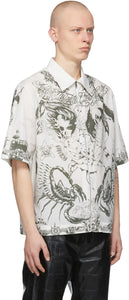 Givenchy Taupe Poplin Printed Short Sleeve Shirt