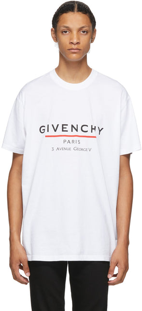 Givenchy White Oversized Label Printed T-Shirt - T-shirt imprimé d'étiquettes surdimensionné blanc Givenchy - Givenchy 흰색 대형 레이블 인쇄 티셔츠 인쇄