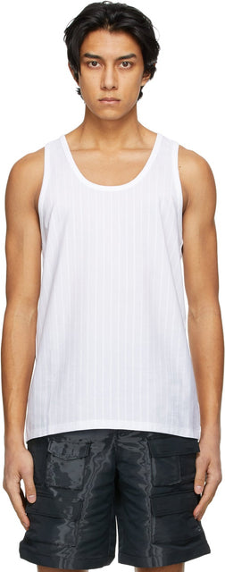 Givenchy White Pinstripe Tank Top - Débardeur de pinstripe blanc Givenchy - 지방시 화이트 핀 스트라이프 탱크 탑