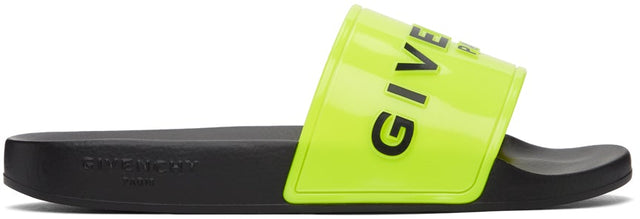 Givenchy Yellow Logo Flat Sandals - Sandales plates de logo jaune Givenchy - 지방시 황색 로고 플랫 샌들