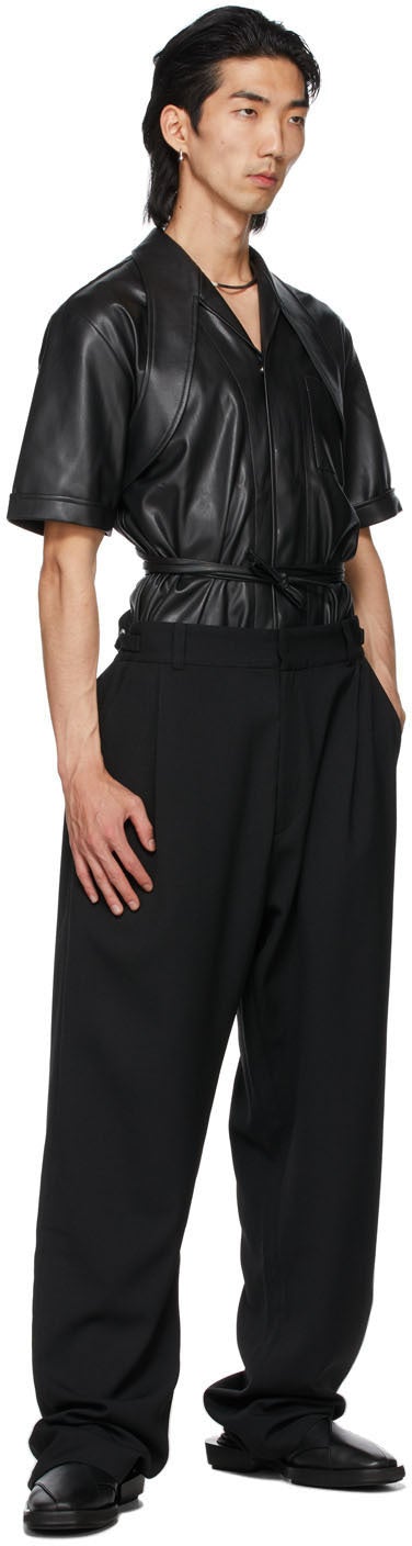 GmbH Black Leather Latif Short Sleeve Shirt