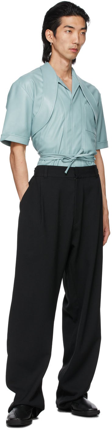 GmbH Blue Faux-Leather Latif Short Sleeve Shirt