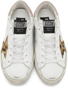 Golden Goose SSENSE Exclusive White Leopard Superstar Sneakers