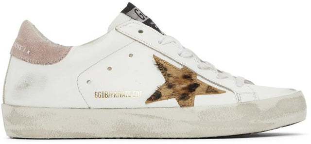 Golden Goose SSENSE Exclusive White Leopard Superstar Sneakers - Golden Goose Ssense Stepstar Blanc EXCLUSIVE SUPERSTAR LEOPARD - 황금 거 위 스시센스 독점 흰색 표범 슈퍼 스타 스 니 커 즈
