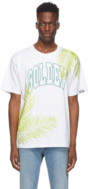 Golden Goose White 'Golden' Palms Artu T-Shirt - Golden Goose White 'Golden' Palms T-shirt Artu - 황금 거위 화이트 '골든'팔뚝 artu 티셔츠