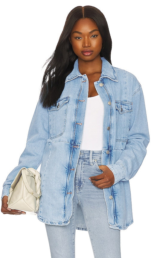 Good American Denim Redesign Shacket in Blue Bonne poignée de refonte américaine en bleu 优秀的美国牛仔布重新设计棚子蓝色