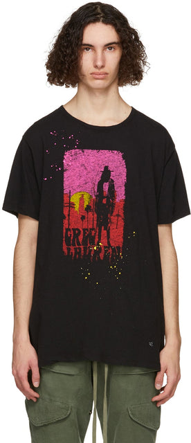 Greg Lauren Black Endless LA T-Shirt - Greg Lauren Noir sans fin de t-shirt La T-shirt - Greg Lauren 블랙 워시리스 라 티셔츠