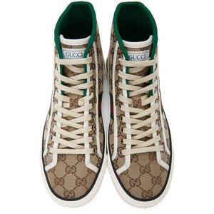 Gucci Beige 'Gucci Tennis 1977' High-Top Sneakers - Sneakers de haut en haut de haute qualité de Gucci Beige 'Gucci Tennis 1977' - 구찌 베이지 '구찌 테니스 1977'하이 탑 스니커즈