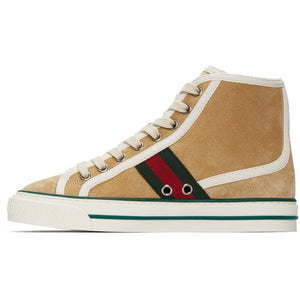 Gucci Beige Suede 'Gucci Tennis 1977' High-Top Sneakers