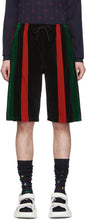 Gucci Black Chenille Signature Stripe Shorts - Short à rayures Signature Gucci Noir Chenille - 구찌 블랙 셔닐 실 스트 라이프 반바지