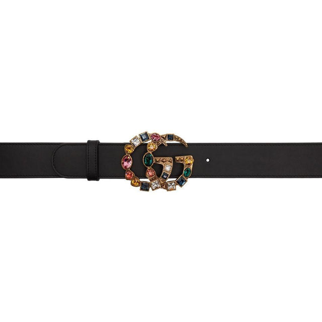 Gucci Black Crystal GG Buckle Belt