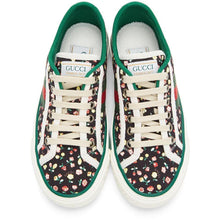 Gucci Black Floral 'Gucci Tennis 1977' Sneakers - Sneakers Gucci Noir Floral 'Gucci Tennis 1977' - 구찌 블랙 플로랄 '구찌 테니스 1977'스니커즈