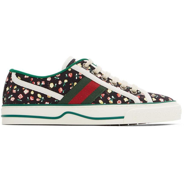 Gucci Black Floral 'Gucci Tennis 1977' Sneakers