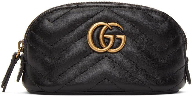 Gucci Black GG Marmont Key Coin Pouch - Gucci Black GG MARMONT Key Poche Pochette - 구찌 블랙 GG Marmont Key Coin Pouch.