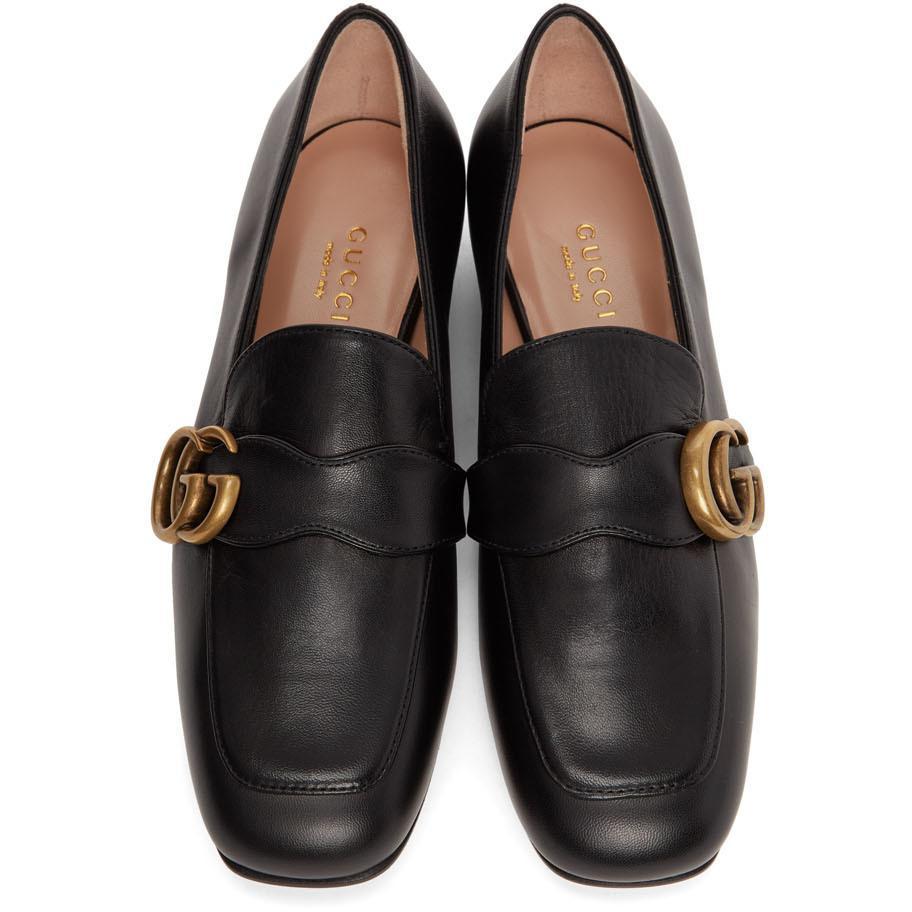 Gucci: Black GG Marmont Loafers