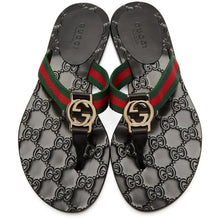 Gucci Black GG Thong Sandals - Sandales Gucci Black GG Thong - 구찌 블랙 GG 끈 샌들