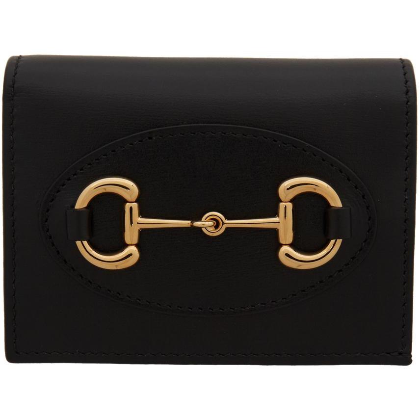 Gucci Horsebit 1955 card case wallet in black leather