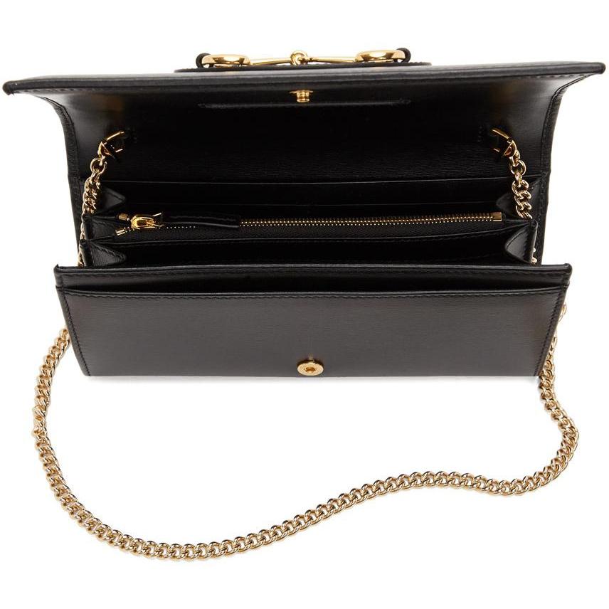 Gucci Black 'Gucci 1955' Horsebit Chain Wallet Bag - Gucci Black 'Gucci 1955' Sac de portefeuille à chaîne de curkit - 구찌 블랙 'Gucci 1955'Horsebit Chain Wallet Bag