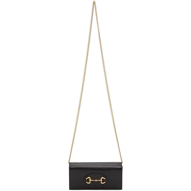 Gucci Black 'Gucci 1955' Horsebit Chain Wallet Bag