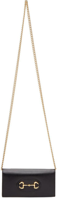 Gucci Black 'Gucci 1955' Horsebit Wallet On Chain Bag - Gucci Black 'Gucci 1955' Portefeuille de cheval sur la chaîne - 구찌 블랙 'Gucci 1955'Horsebit Wallet on Chain Bag