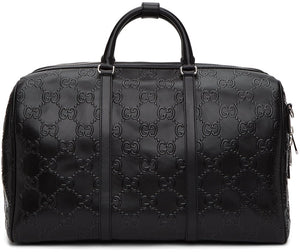 Gucci Black 'Gucci Signature' Weekender Duffle Bag