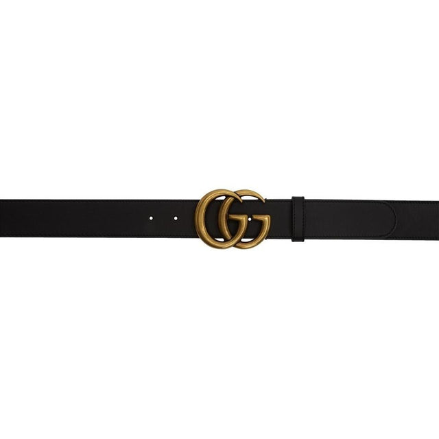 Gucci Black Leather GG Belt