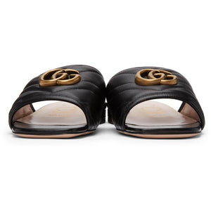 Gucci Black MatelassÃ© GG Jolie Sandals