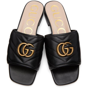 Gucci Black MatelassÃ© GG Jolie Sandals