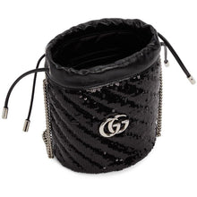 Gucci Black Mini Sequin GG Marmont Bucket Bag