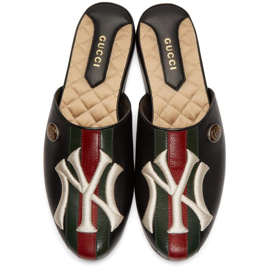 Gucci Black NY Yankees Edition Flamel Patch Slippers – BlackSkinny
