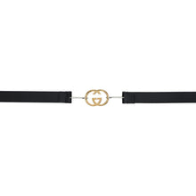 Gucci Black Skinny Interlocking G Buckle Belt