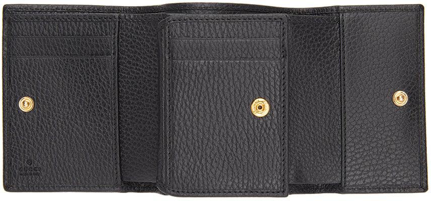 Gucci Black Small GG Marmont Trifold Wallet