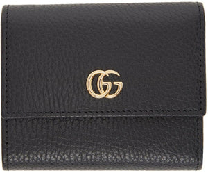 Gucci Black Small GG Marmont Trifold Wallet - Gucci Black Petit GG Marmont Trifold portefeuille - 구찌 블랙 소형 GG Marmont Trifold Wallet.