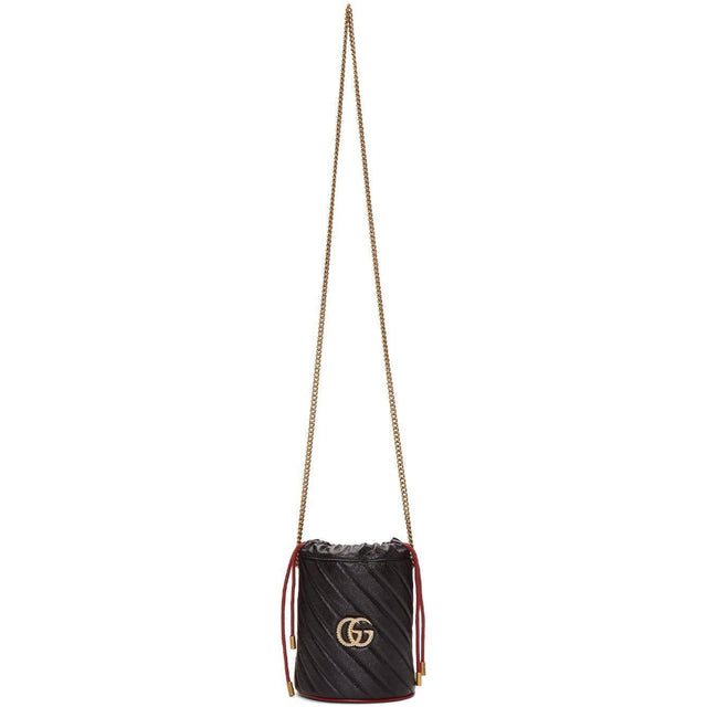 Gucci Black Torchon GG Marmont Bucket Bag