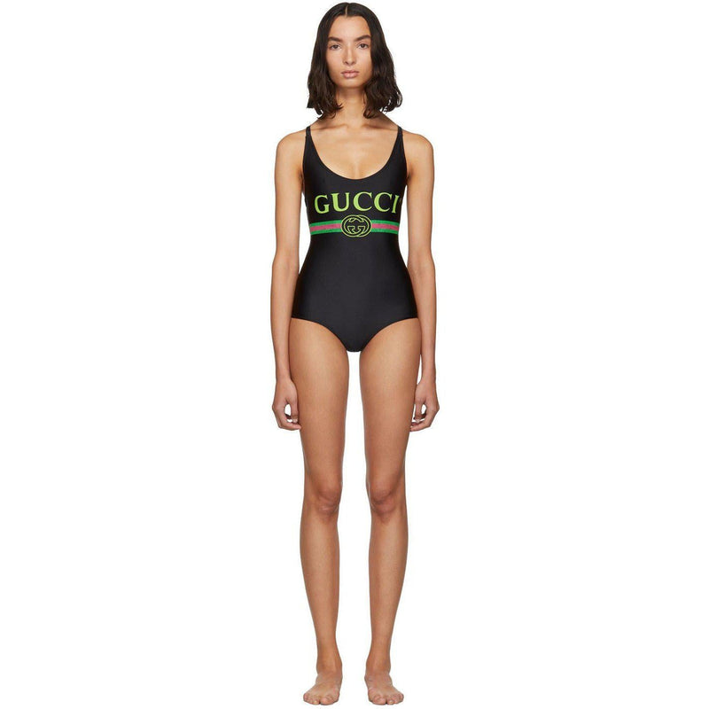 Gucci Black Vintage Logo Sparkling One-Piece Swimsuit – BlackSkinny
