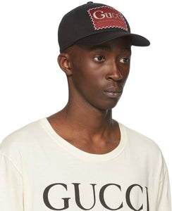 Gucci Black 'Whatever The Season' Label Baseball Cap