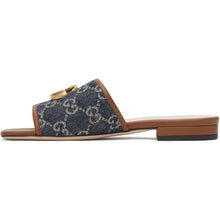 Gucci Blue Denim GG Jacquard Slide Sandals