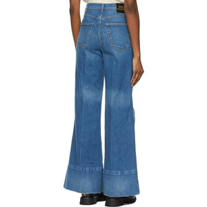 Gucci Blue Denim Washed Flare Jeans