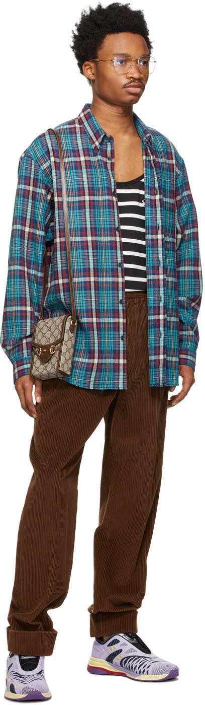 Gucci Blue Disney Edition Check Donald Duck Shirt