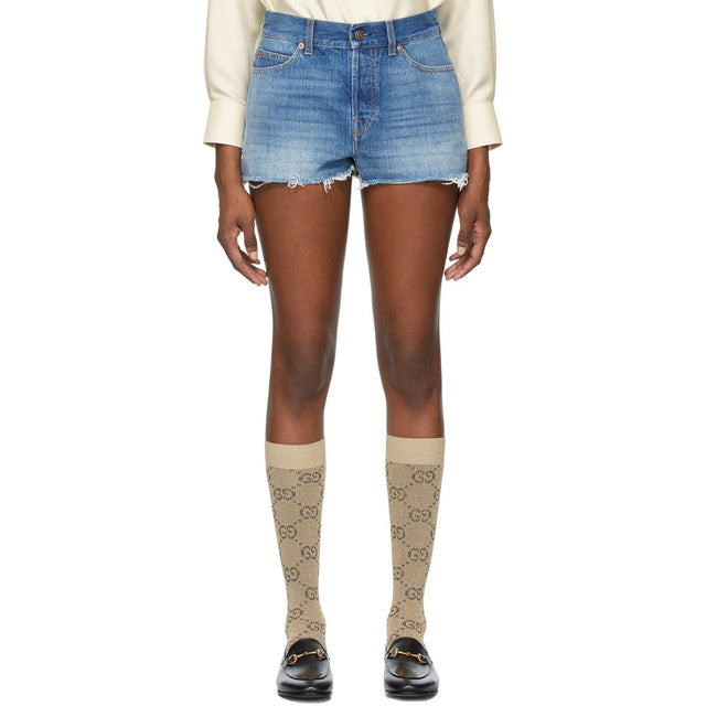 Gucci Blue Disney Edition Denim Eco-Washed Donald Duck Shorts - Gucci Blue Disney Edition Denim Eco-lavé Donald Duck Short - 구찌 블루 디즈니 판 데님 에코 워시 도널드 오리 반바지