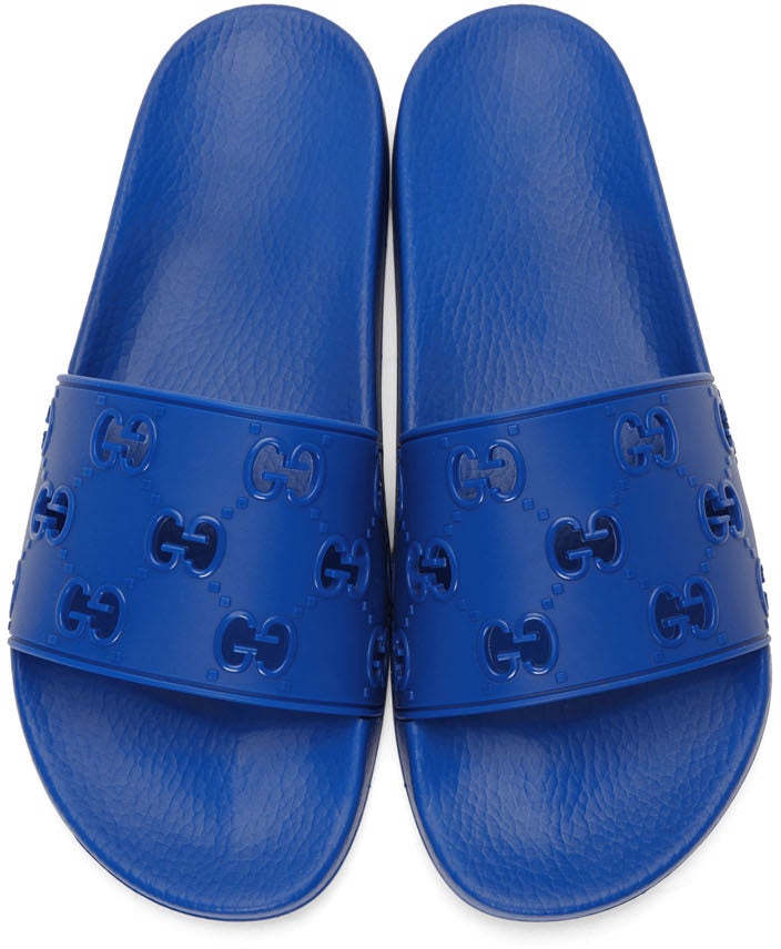 Gucci Blue GG Slides
