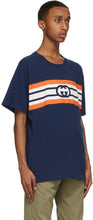 Gucci Blue Interlocking G Stripe Print T-Shirt