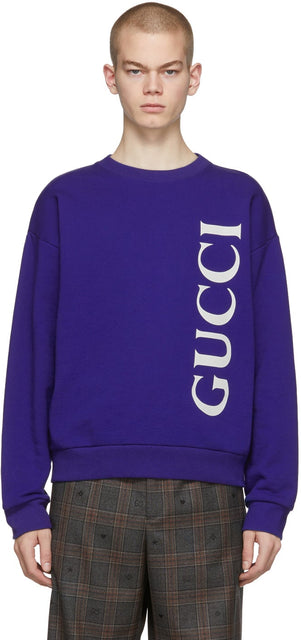 Gucci Blue Logo Sweatshirt - Sweat-shirt de logo bleu Gucci - 구찌 블루 로고 스웨터