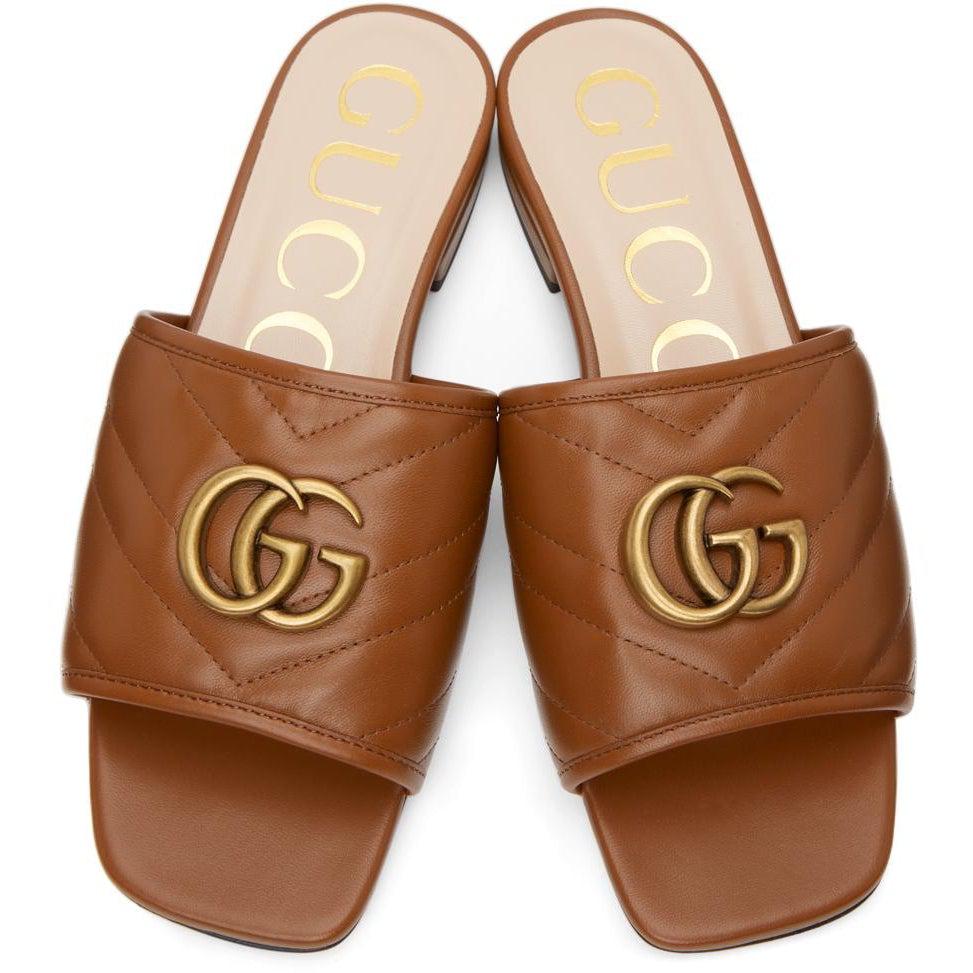 Gucci Brown MatelassÃ© GG Jolie Sandals